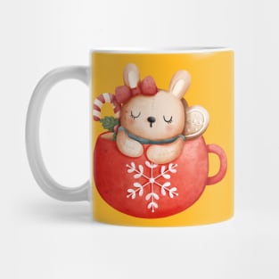 Cute Christmas Bunny Rabbit in a Teacup Mug